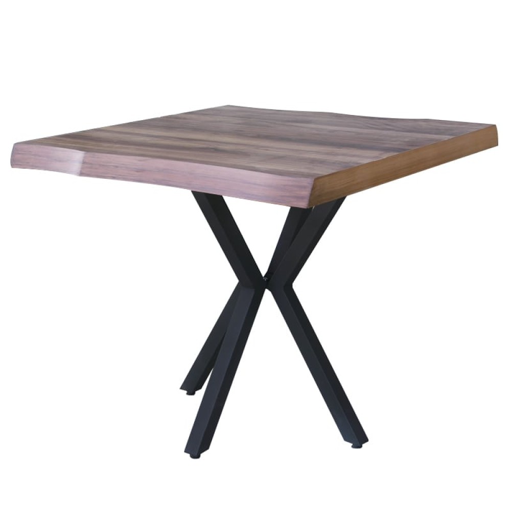 Artekko Safir Καφέ Τραπέζι MDF με Εφέ Κορμού και Μεταλλικά Μαύρα Πόδια (87x80x75)cm