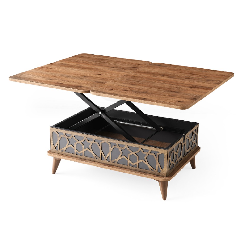 Artekko Ada MDF  Τραπέζι Σαλονιού (90x60x38)cm Επεκτεινόμενο σε Τραπεζαρία (120x90x70)cm