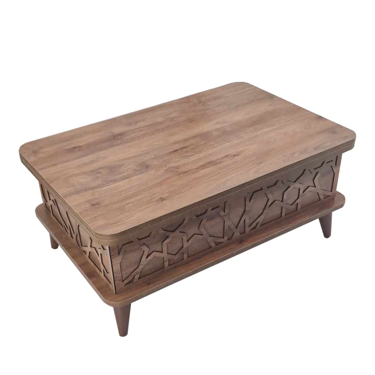 Artekko Ada MDF  Τραπέζι Σαλονιού (90x60x38)cm Επεκτεινόμενο σε Τραπεζαρία σε Καφέ με Μπεζ (120x90x70)cm