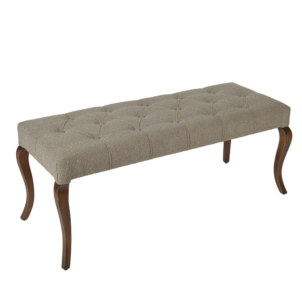 Artekko Bench Καφέ Ταμπουρέ με Μπουκλέ Ύφασμα (120x47x48)cm