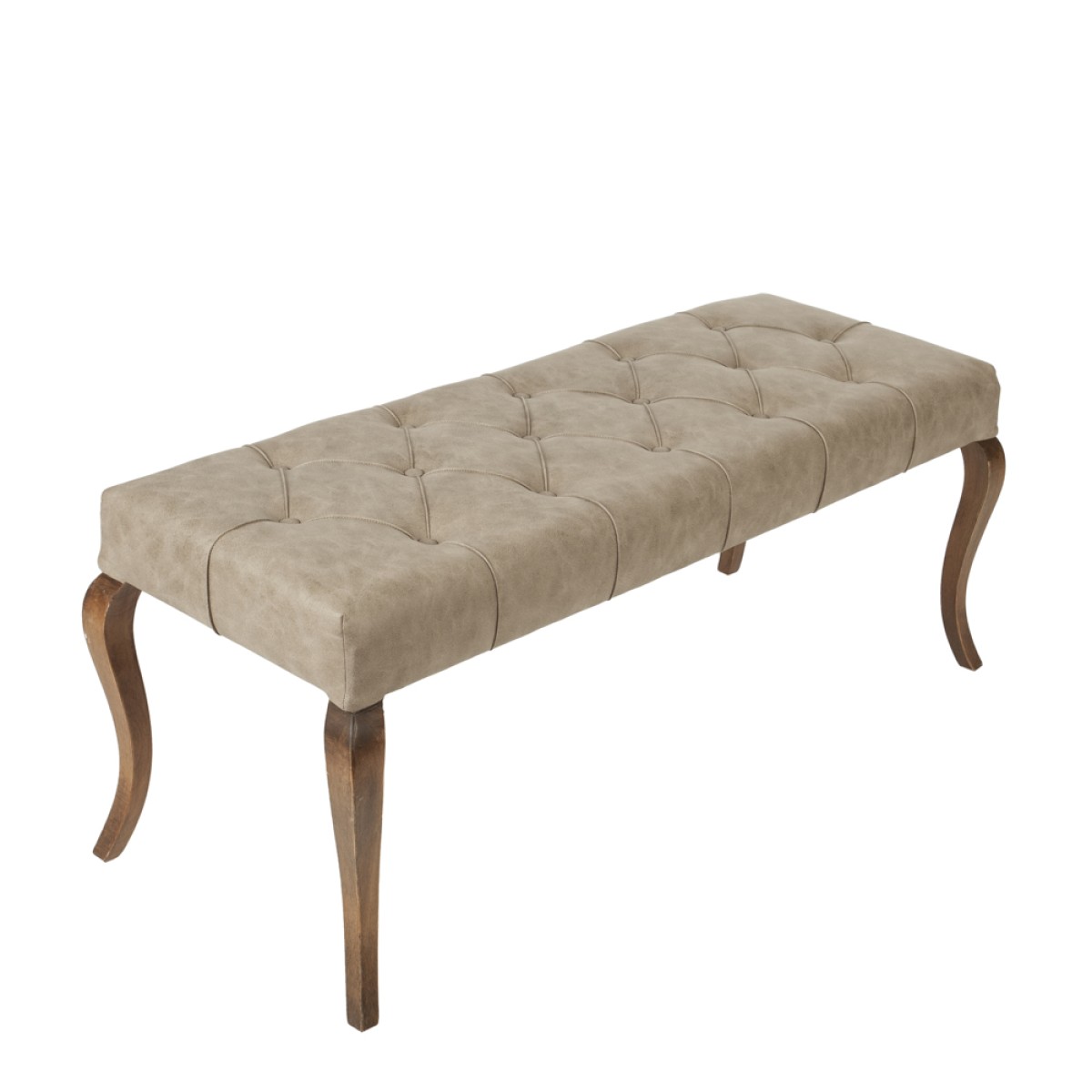 Artekko Bench Μπεζ Ταμπουρέ με Τεχνόδερμα (120x47x48)cm