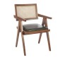 Artekko Suva Rattan Καρέκλα με Καφέ Ξύλινο Σκελετό με Ψάθα και Πράσινο Τεχνόδερμα (52x55x80)cm