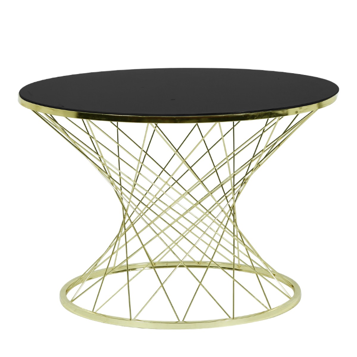 Artekko Esraals Τραπέζι Σαλονιού Μεταλλικό  Χρυσό με Μαύρο Γυάλινο Καπάκι (75x75x45)cm