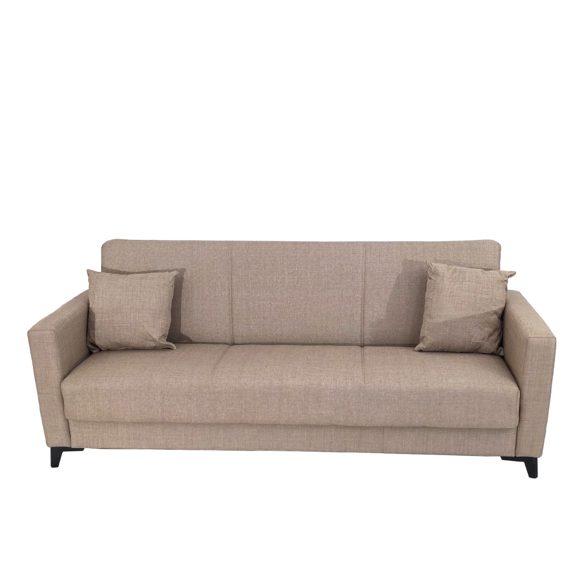 Artekko Pixie Μπεζ Τριθέσιος Καναπές Κρεβάτι με Αποθηκευτικό Χώρο (205x80x85)cm Κρεβάτι (180x100x45)cm