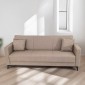 Artekko Pixie Μπεζ Τριθέσιος Καναπές Κρεβάτι με Αποθηκευτικό Χώρο (205x80x85)cm Κρεβάτι (180x100x45)cm