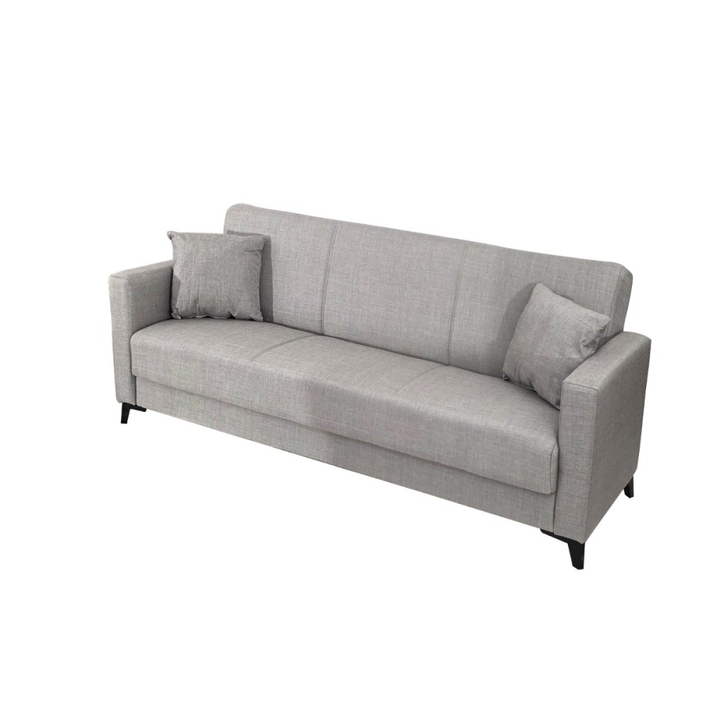 Artekko Pixie Γκρι Τριθέσιος Καναπές Κρεβάτι με Αποθηκευτικό Χώρο (205x80x85)cm Κρεβάτι (180x100x45)cm