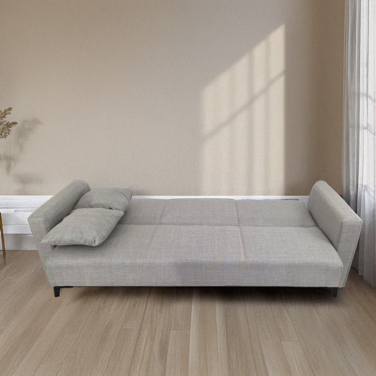 Artekko Pixie Γκρι Τριθέσιος Καναπές Κρεβάτι με Αποθηκευτικό Χώρο (205x80x85)cm Κρεβάτι (180x100x45)cm