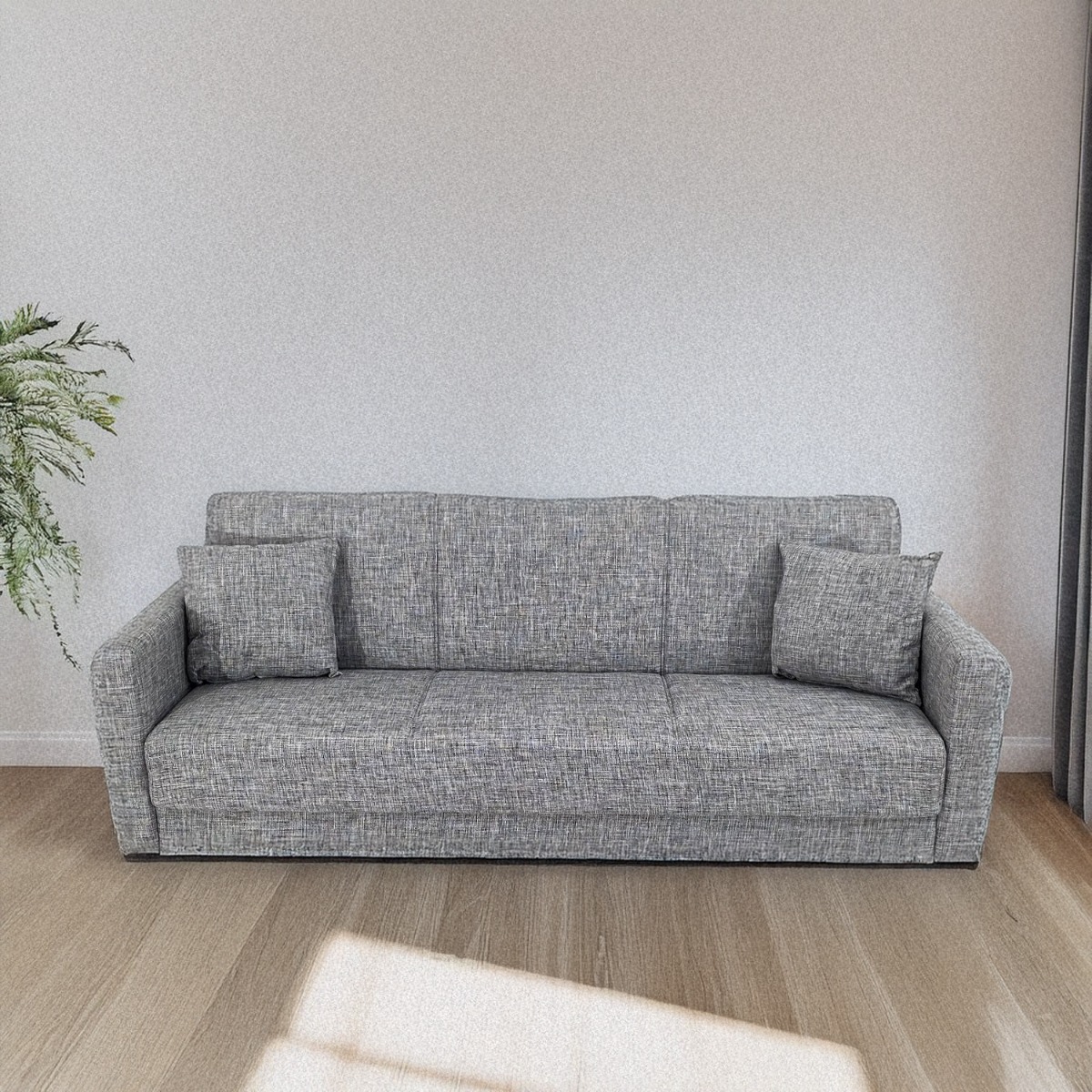 Artekko Pixie Γκρι Τριθέσιος Καναπές Κρεβάτι με Αποθηκευτικό Χώρο (205x80x85)cm Κρεβάτι (180x100x45)cm