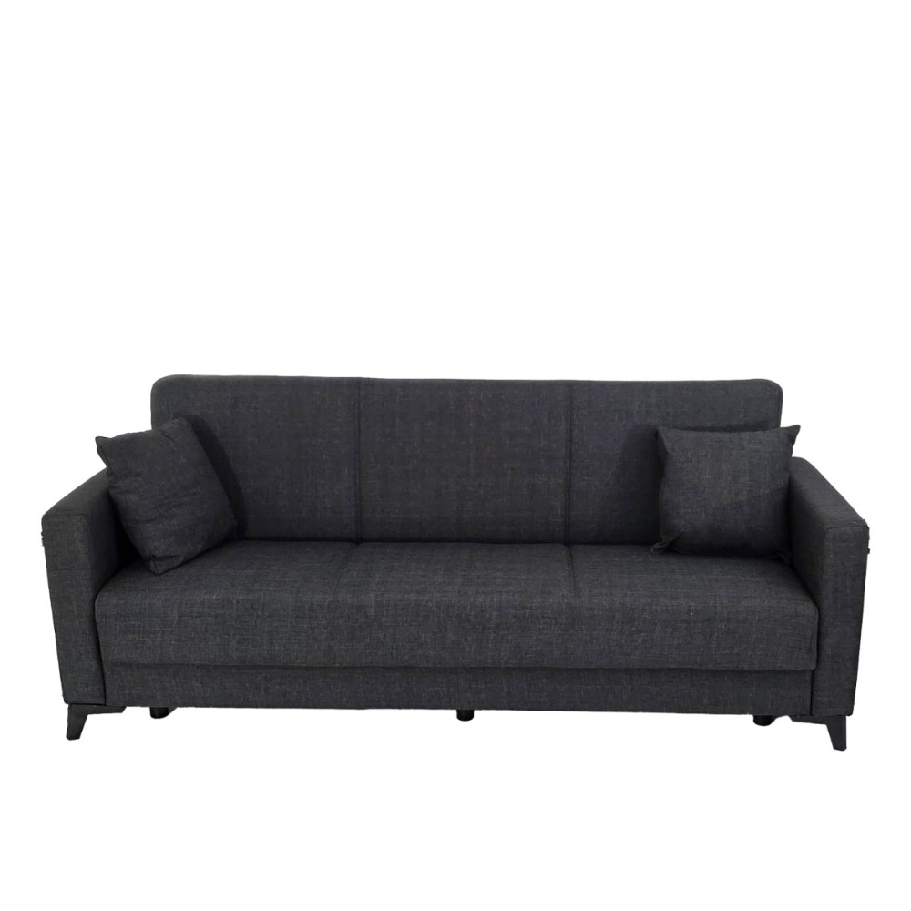 Artekko Pixie Γκρι Τριθέσιος Καναπές Κρεβάτι με Αποθηκευτικό Χώρο (205x80x85)cm Κρεβάτι (180x100x45)cm