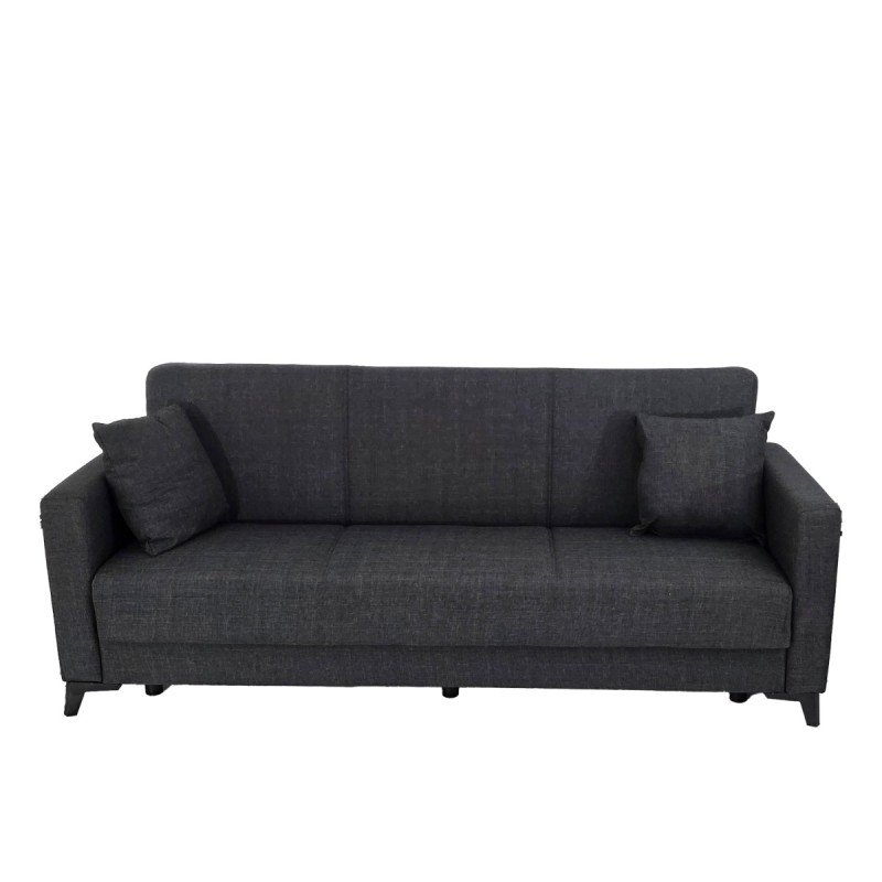 Artekko Pixie Γκρι Τριθέσιος Καναπές Κρεβάτι με Αποθηκευτικό Χώρο (205x80x85)cm Κρεβάτι (180x100x45)cm