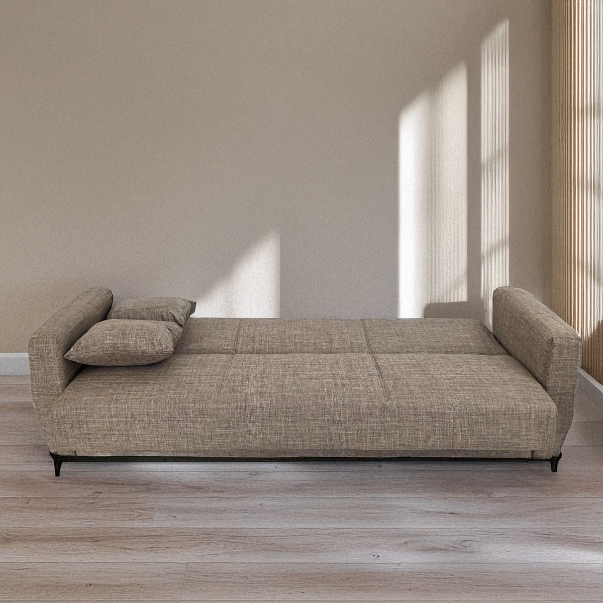 Artekko Pixie Καφέ Τριθέσιος Καναπές Κρεβάτι με Αποθηκευτικό Χώρο (205x80x85)cm Κρεβάτι (180x100x45)cm