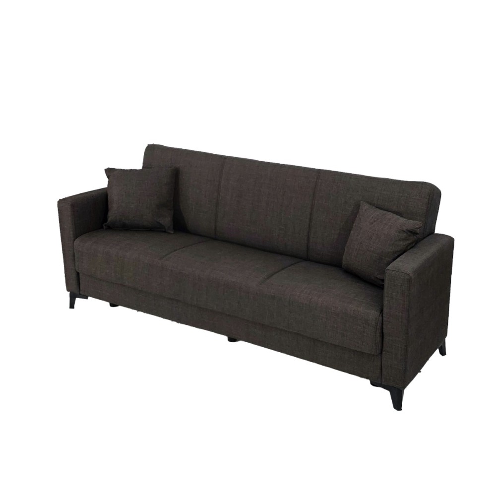 Artekko Pixie Καφέ Τριθέσιος Καναπές Κρεβάτι με Αποθηκευτικό Χώρο (205x80x85)cm Κρεβάτι (180x100x45)cm