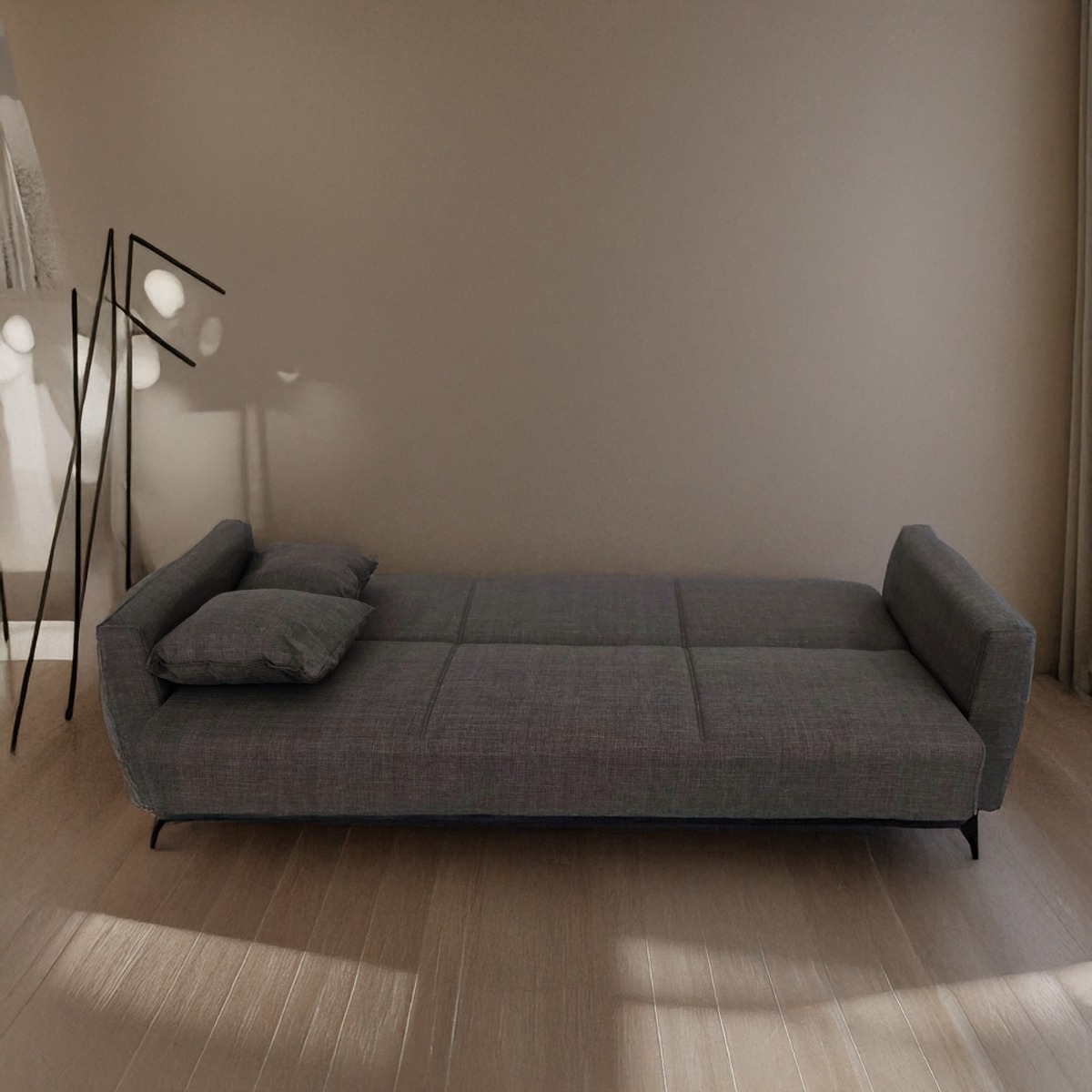 Artekko Pixie Καφέ Τριθέσιος Καναπές Κρεβάτι με Αποθηκευτικό Χώρο (205x80x85)cm Κρεβάτι (180x100x45)cm