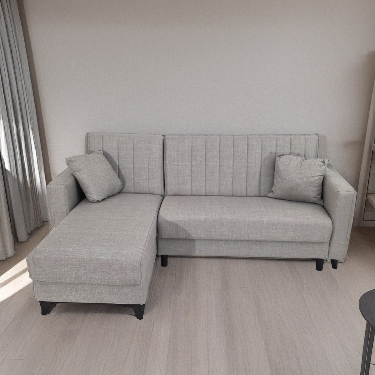 Artekko Pixie Γκρι Τριθέσιος Καναπές Κρεβάτι με Αναστρέψιμη Γωνία και Αποθηκευτικό Χώρο (200x135x85)cm Κρεβάτι (180x100x45)cm