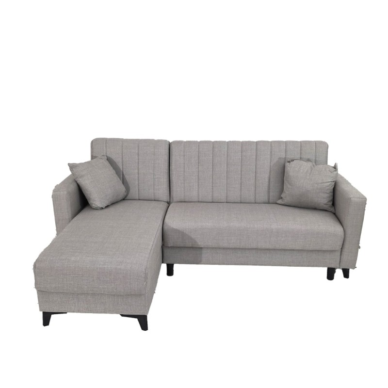 Artekko Pixie Γκρι Τριθέσιος Καναπές Κρεβάτι με Αναστρέψιμη Γωνία και Αποθηκευτικό Χώρο (200x135x85)cm Κρεβάτι (180x100x45)cm