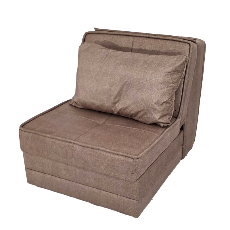 Artekko Thales Καφέ Πολυθρόνα Κρεβάτι με Αποθηκευτικό Χώρο (110x85x90)cm Κρεβάτι (200x85x45)cm