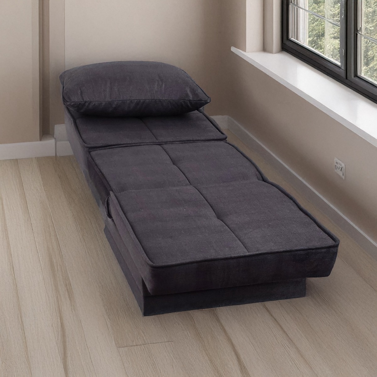 Artekko Thales Γκρι Πολυθρόνα Κρεβάτι με Αποθηκευτικό Χώρο (110x85x90)cm Κρεβάτι (200x85x45)cm