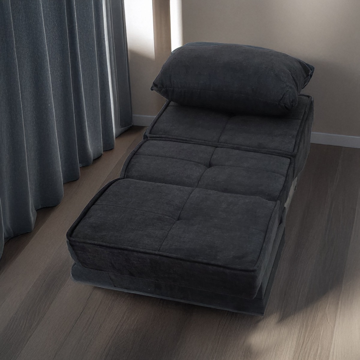 Artekko Thales Γκρι Πολυθρόνα Κρεβάτι με Αποθηκευτικό Χώρο (110x85x90)cm Κρεβάτι (200x85x45)cm