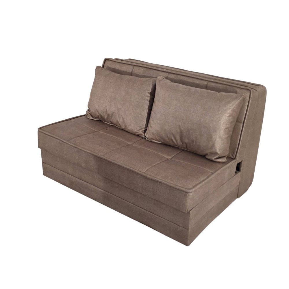 Artekko Thales Καφέ Διθέσιος Καναπές με Αποθηκευτικό Χώρο (110x140x90)cm Κρεβάτι (200x140x45)cm