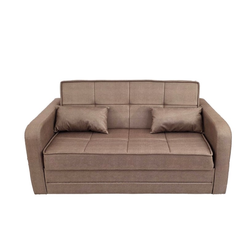 Artekko Dafne Καφέ Διθέσιος Καναπές με Αποθηκευτικό Χώρο (110x170x90)cm Κρεβάτι (200x140x45)cm