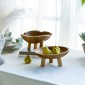 Artekko Woody Μπολ Διακοσμητικό από Ξύλο Teak Φυσικό Σετ/2