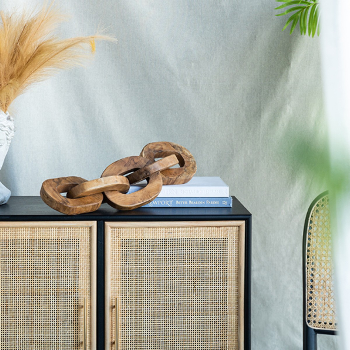Artekko Woody Διακοσμητική Αλυσίδα από Ξύλο Teak Φυσική Απόχρωση (20x20x25)cm Σετ/2