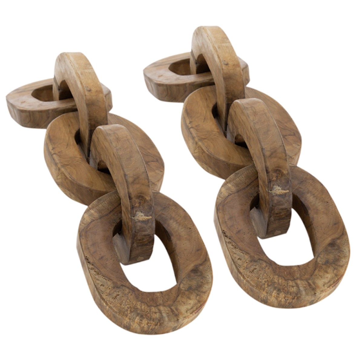 Artekko Woody Διακοσμητική Αλυσίδα από Ξύλο Teak Φυσική Απόχρωση (20x20x25)cm Σετ/2