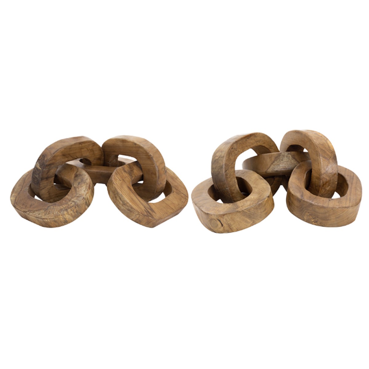Artekko Woody Διακοσμητική Αλυσίδα από Ξύλο Teak Φυσική Απόχρωση (20x20x25)cm Σετ/2