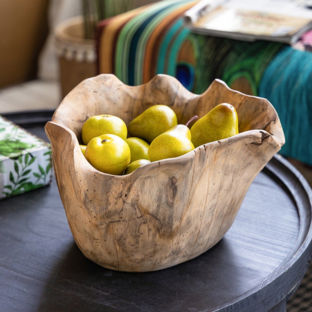 Artekko Woody Διακοσμητικό Μπολ από Ξύλο Teak σε Φυσική Απόχρωση (35x30x20)cm