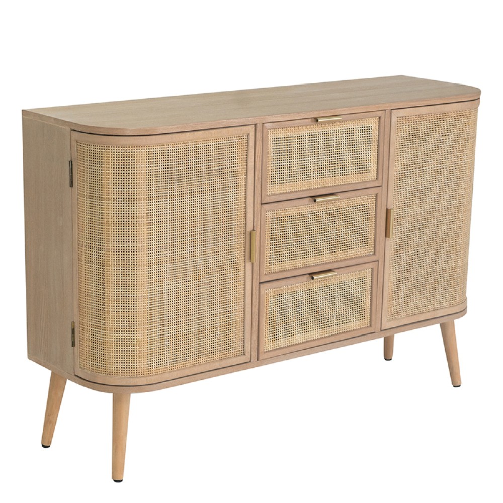 Artekko Cons Μπουφές MDF Ψάθα Φυσική Απόχρωση (119x40x81)cm