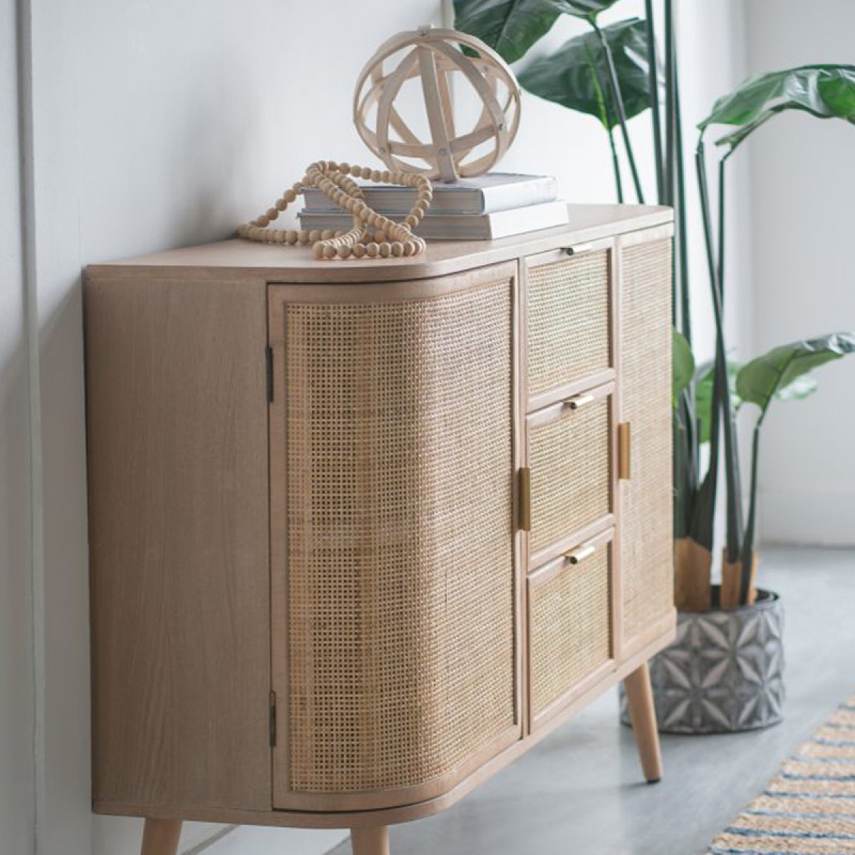 Artekko Cons Μπουφές MDF Ψάθα Φυσική Απόχρωση (119x40x81)cm