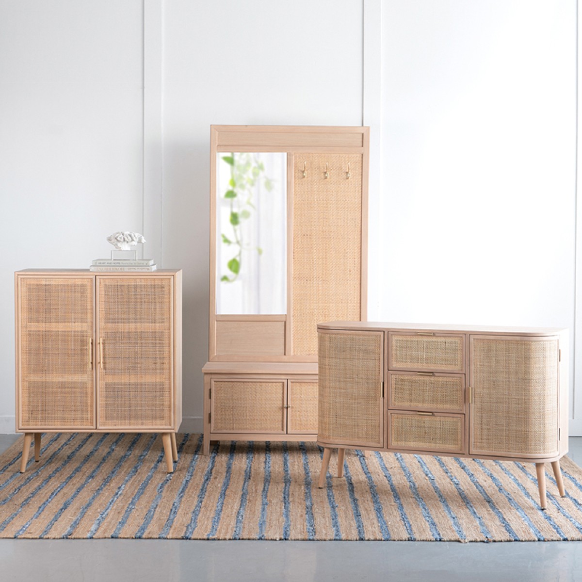 Artekko Cons Μπουφές MDF Ψάθα Φυσική Απόχρωση (119x40x81)cm