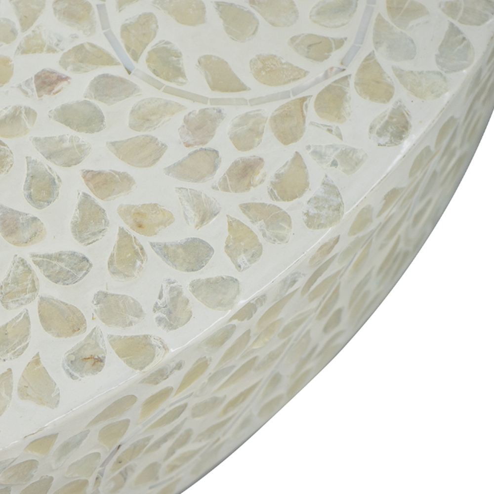 Artekko Ivory Τραπέζι Σαλονιού MDF Capiz Άσπρο Μπεζ (89x89x41)cm