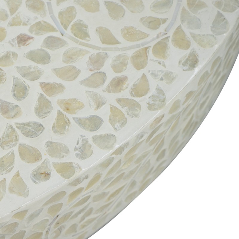 Artekko Ivory Τραπέζι Σαλονιού MDF Capiz Άσπρο Μπεζ (89x89x41)cm