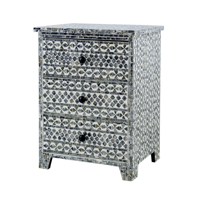 Artekko Ivory Συρταριέρα Κομοδίνο MDF Capiz Ασπρόμαυρο (45x35x61)cm