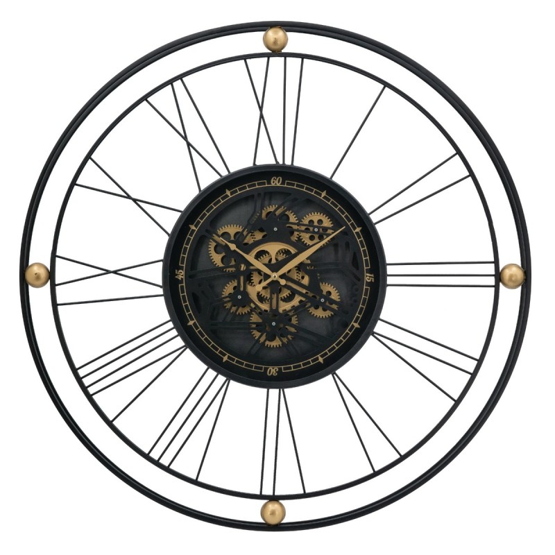 Artekko Clock Ρολόι Επιτραπέζιο με Μηχανισμό Μέταλλο Γυαλί Μαύρο Χρυσό (80x80x8)cm
