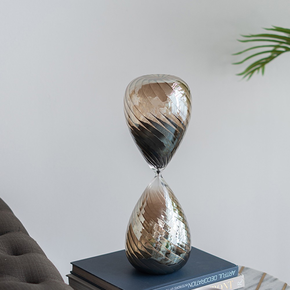 Artekko Hourglass Κλεψύδρα Διακοσμητική Γυαλί Καφέ Μαύρο (14x14x43)cm