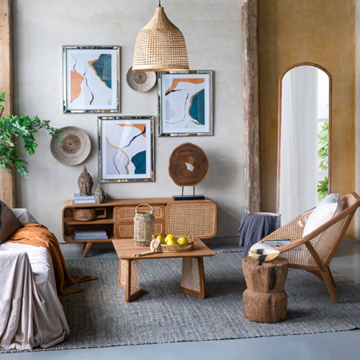 Artekko Tectona Πολυθρόνα από Ξύλο Teak/Ρατάν Φυσικό (105x82x75)cm