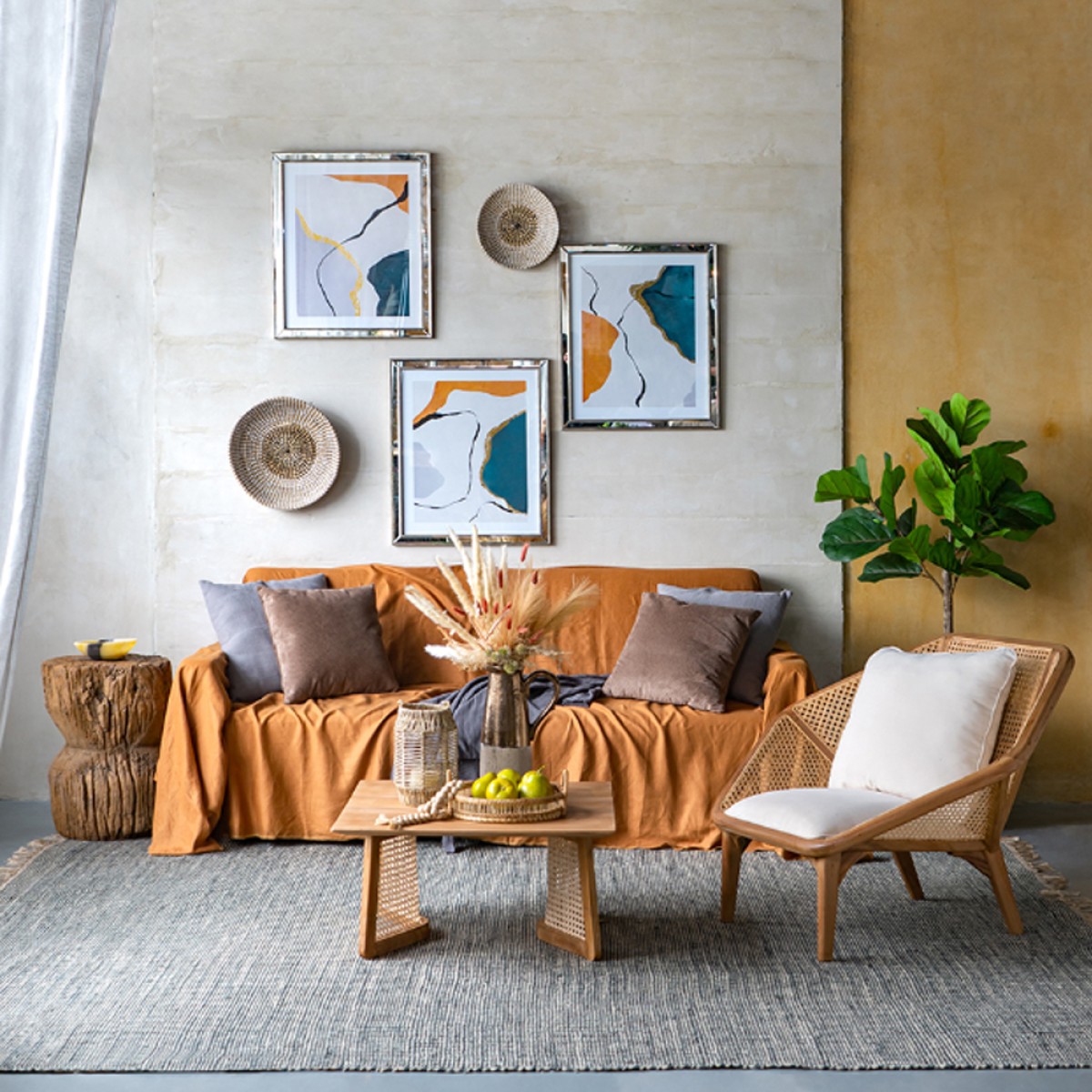 Artekko Tectona Πολυθρόνα από Ξύλο Teak/Ρατάν Φυσικό (105x82x75)cm