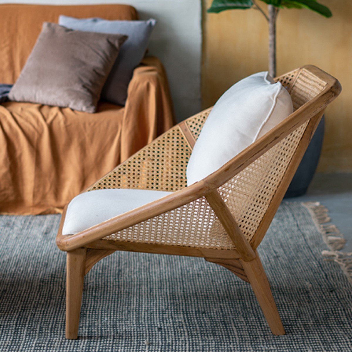 Artekko Tectona Πολυθρόνα από Ξύλο Teak/Ρατάν Φυσικό (105x82x75)cm