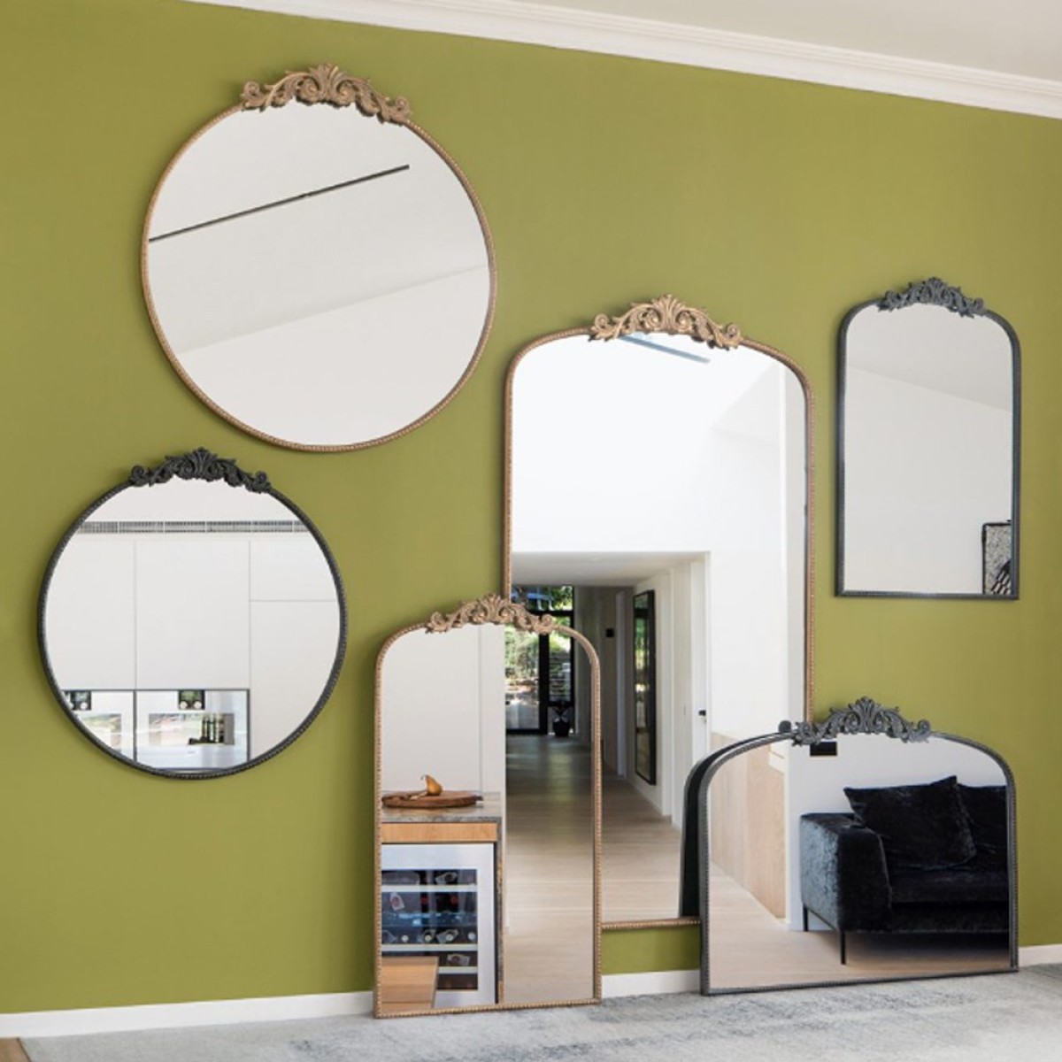 Artekko Dia Μαύρος Μεταλλικός Καθρέπτης Τοίχου (91.4x3.8x97.8)cm