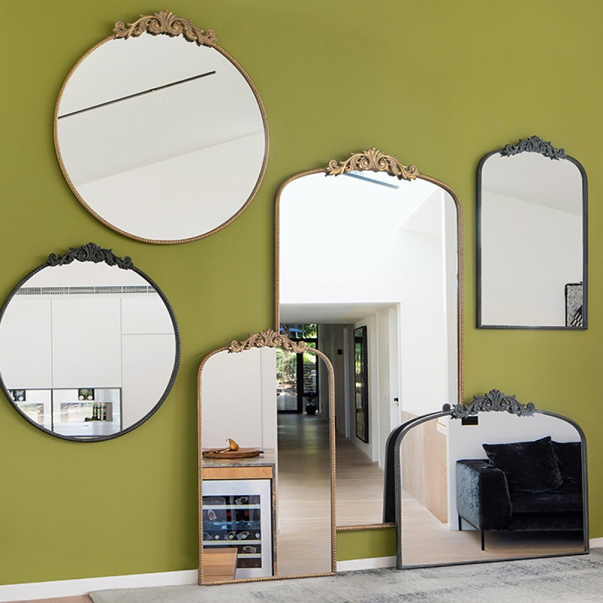 Artekko Dia Μαύρος Μεταλλικός Καθρέπτης Τοίχου (91.4x3.8x97.8)cm