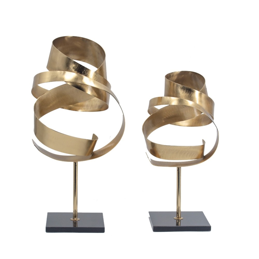 Artekko Spiral Χρυσά Μεταλλικά Επιτραπέζια Διακοσμητικά 2pcs