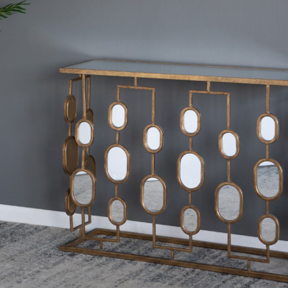 Artekko Wynland Κονσόλα Μέταλλο/Γυαλί Χρυσό (100x30.5x77)cm