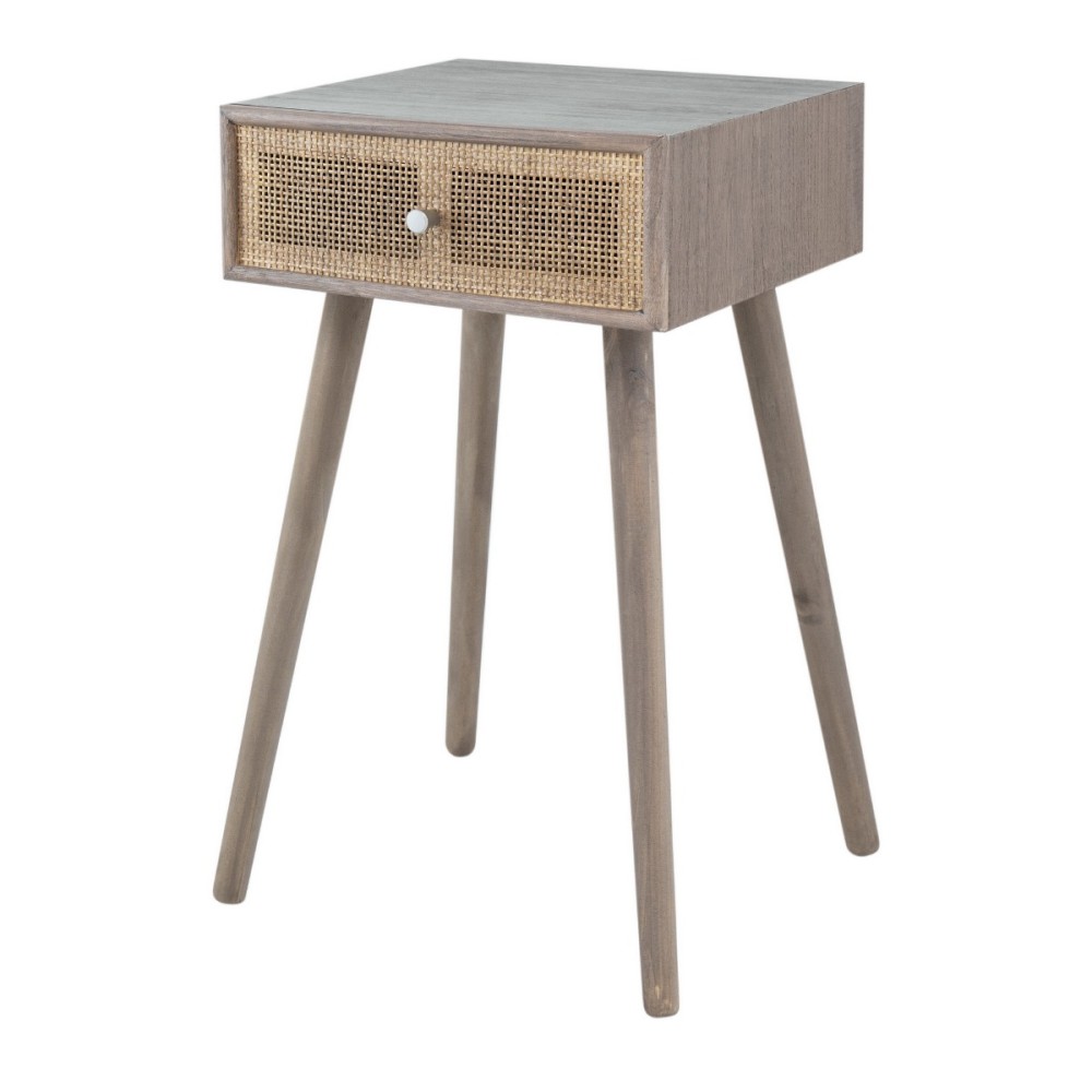 Artekko Cons Καφέ MDF Κονσόλα με Ψάθα (40x37x70)cm