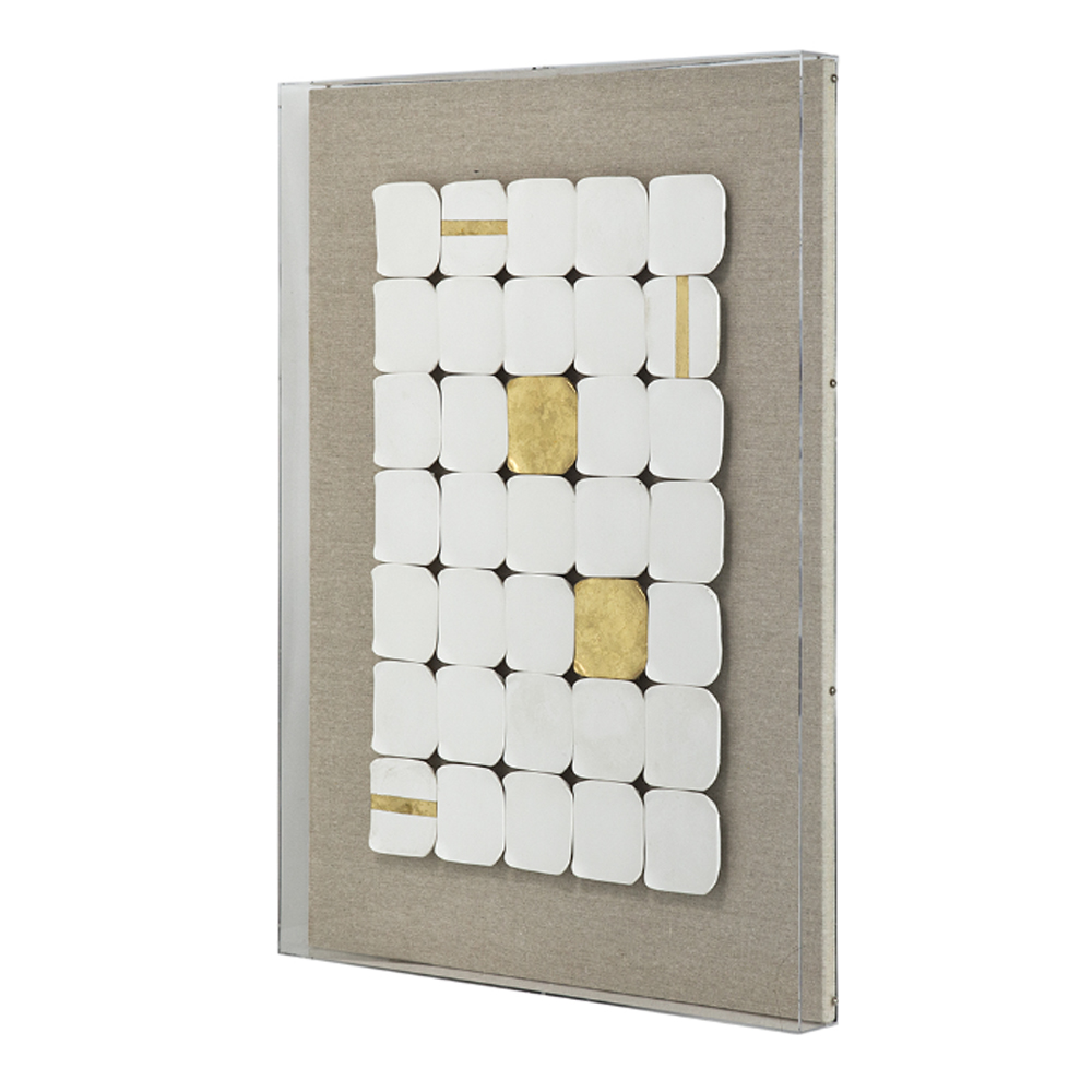 Artekko Mosaic Διακοσμητικός Πίνακας Plexiglass/Κεραμικό Μπεζ/Λευκό (60x4x80)cm