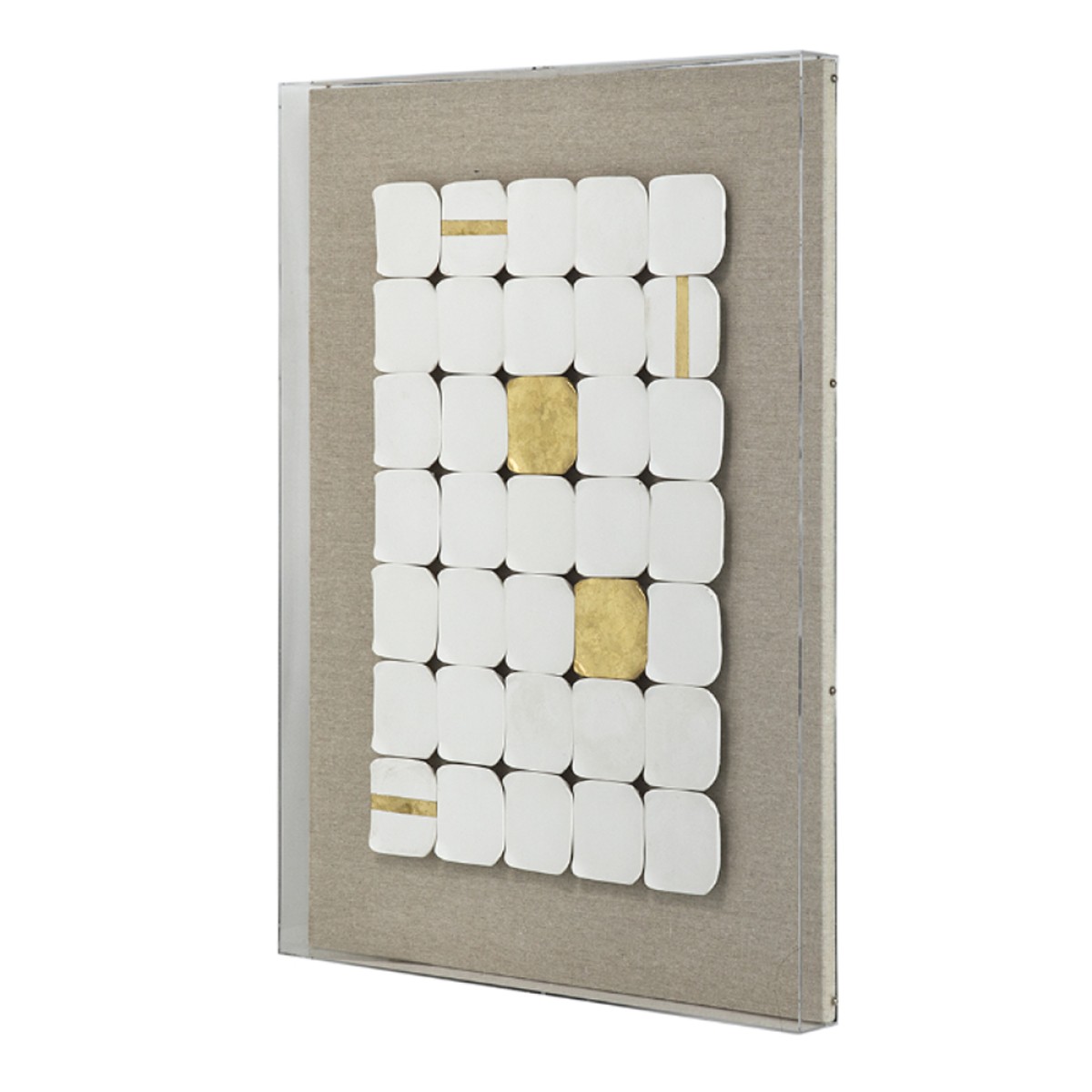 Artekko Mosaic Διακοσμητικός Πίνακας Plexiglass/Κεραμικό Μπεζ/Λευκό (60x4x80)cm