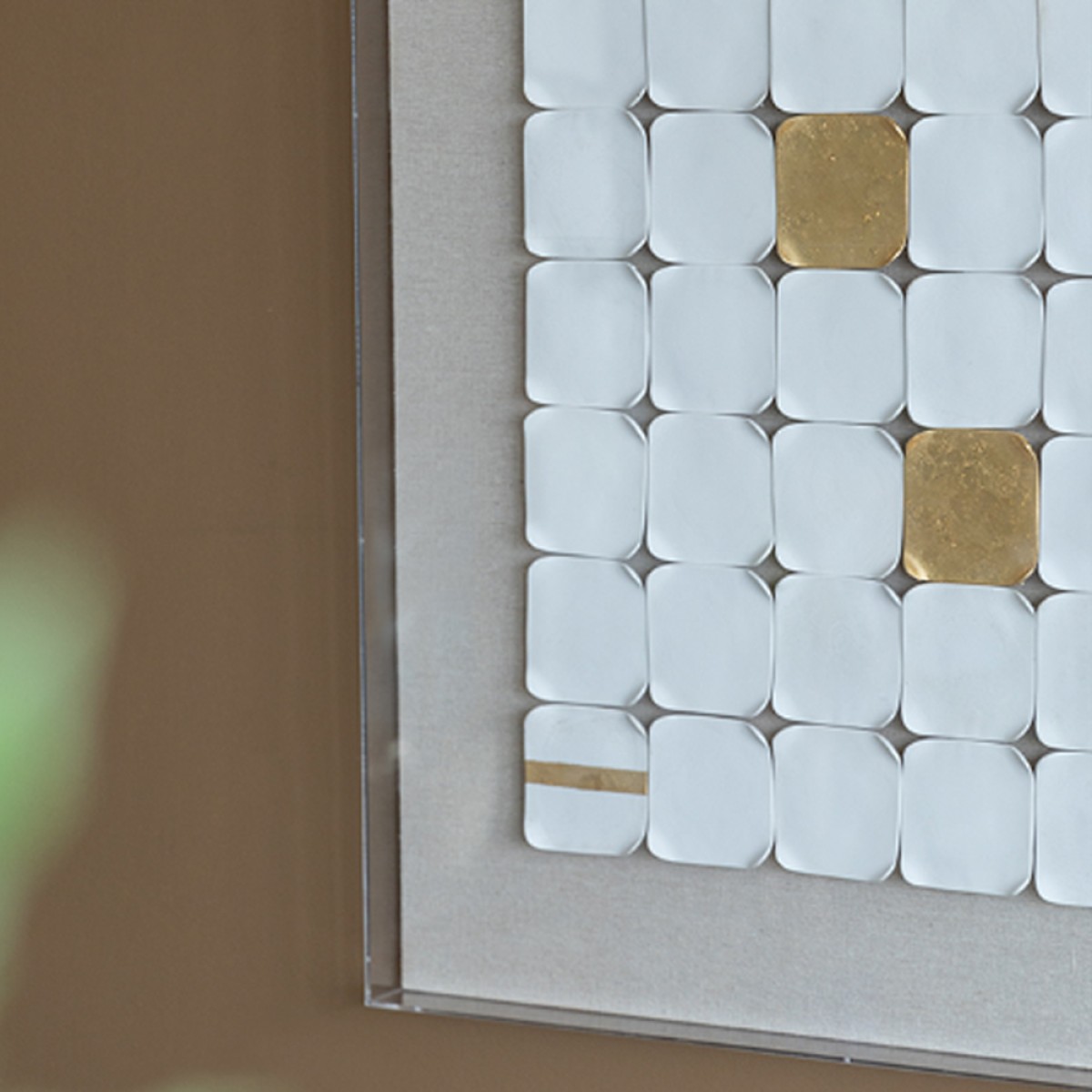 Artekko Mosaic Διακοσμητικός Πίνακας Plexiglass/Κεραμικό Μπεζ/Λευκό (60x4x80)cm