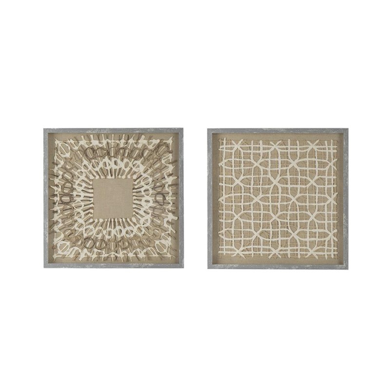 Artekko Mosaic Διακοσμητικός Πίνακας με Χαρτί Ξύλο Γυαλί Μπεζ (60x60x3)cm Σετ/2