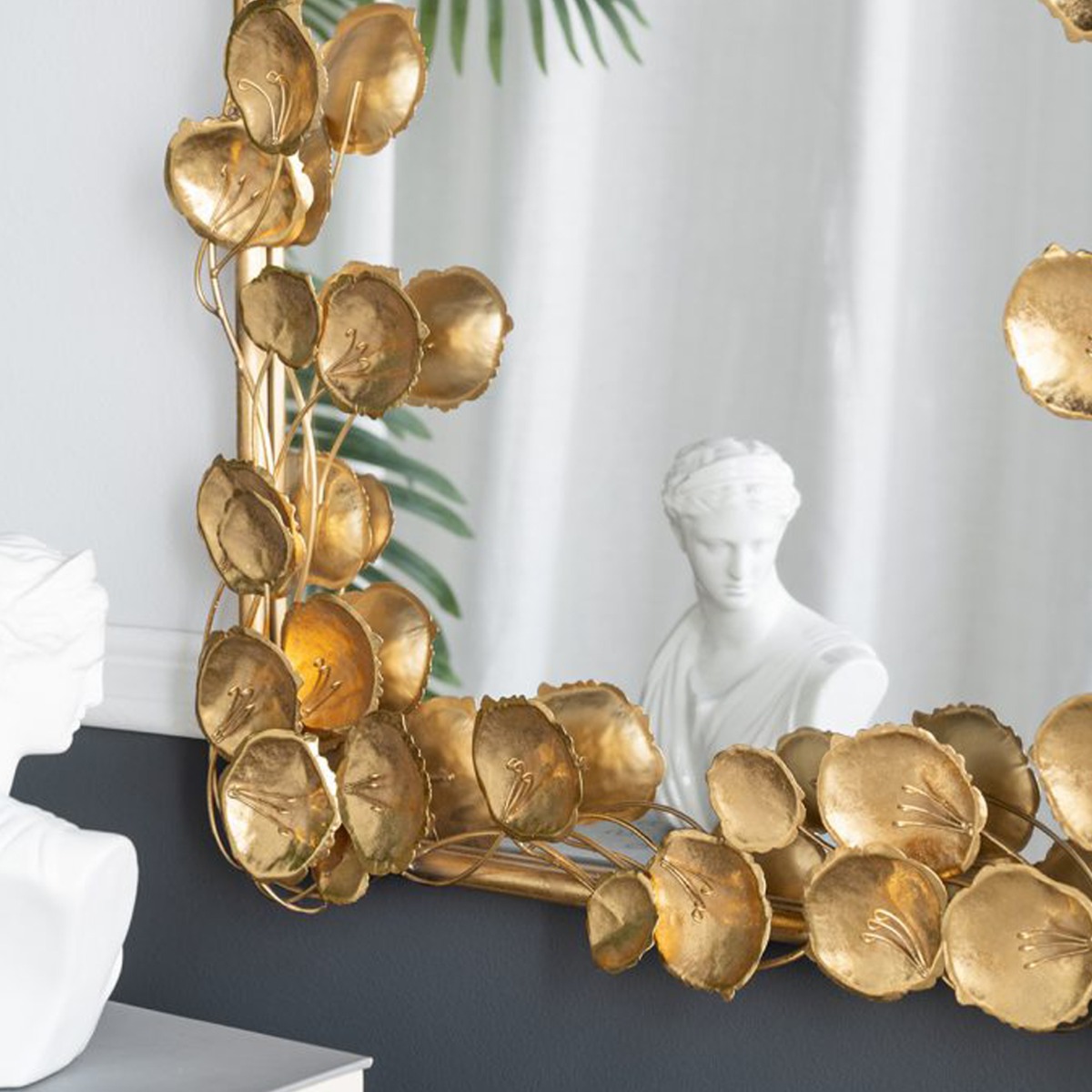 Artekko Leaf Χρυσός Μεταλλικός Καθρέπτης Τοίχου (79x154.5x7)cm